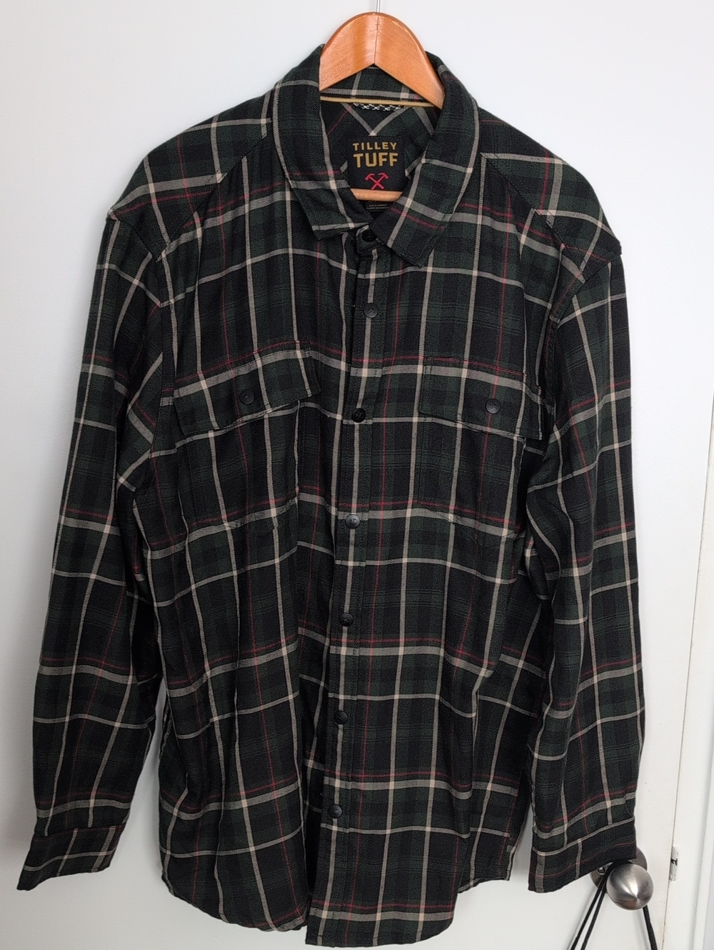 Men's Black & Green Plaid Button-Up Shirt - Tilly's Tuff 3xl